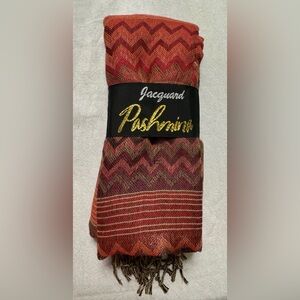 Jacquard Pashmina - Gold, Orange.